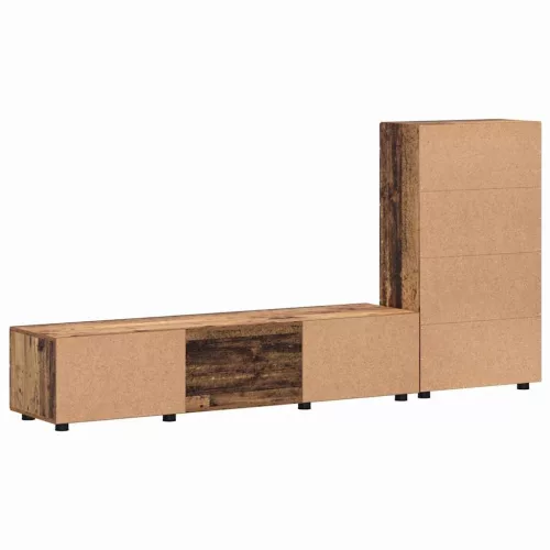  TV szekrény garnitúra fiókkal polcokkal ajtóval Öreg fa Faanyag