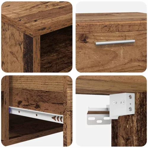  TV szekrény garnitúra fiókkal polcokkal ajtóval Öreg fa Faanyag