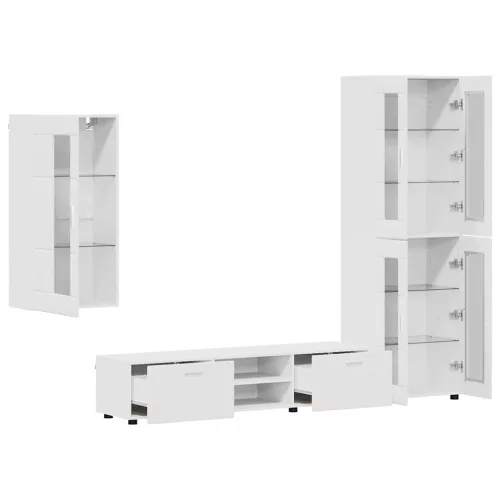  TV szekrény garnitúra fiókkal polcokkal tárolóval Fehér Faanyag