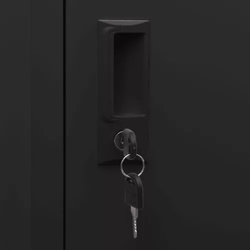  fekete acél zárható szekrény 38 x 40 x 180 cm