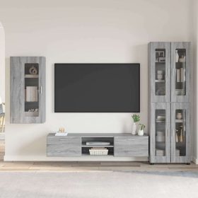    TV szekrény garnitúra fiókkal polcokkal Szürke Sonoma Faanyag