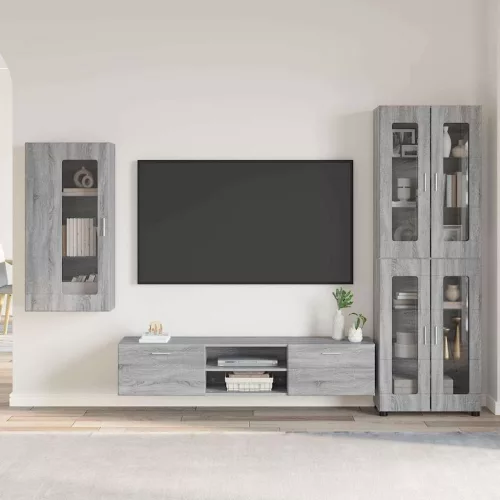  TV szekrény garnitúra fiókkal polcokkal Szürke Sonoma Faanyag