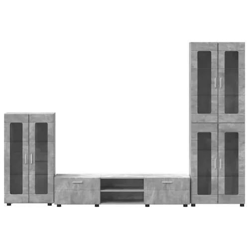  TV szekrény garnitúra fiókkal polcokkal Beton Szürke Faanyag