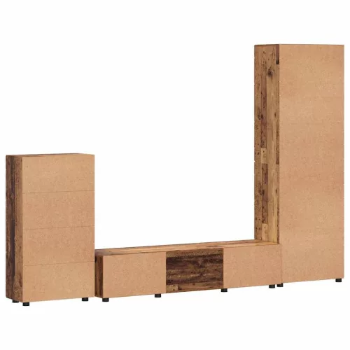  TV szekrény garnitúra fiókkal polcokkal ajtóval Öreg fa Faanyag