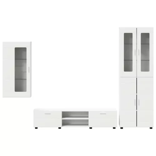  TV szekrény garnitúra fiókkal polcokkal tárolóval Fehér Faanyag