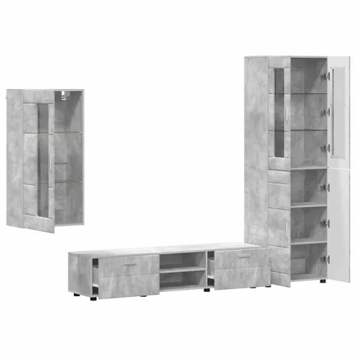  TV szekrény garnitúra fiókkal polcokkal Beton Szürke Faanyag
