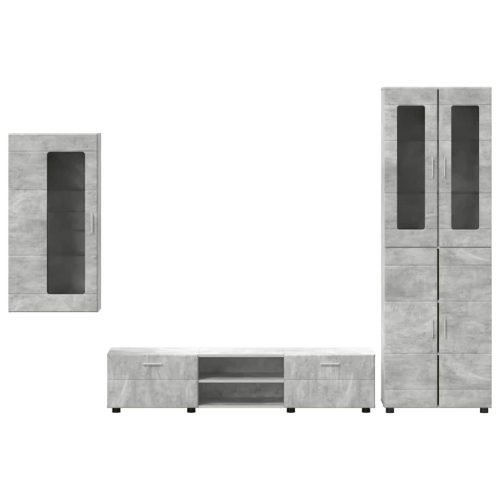  TV szekrény garnitúra fiókkal polcokkal Beton Szürke Faanyag