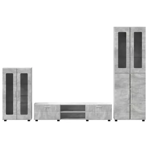  TV szekrény garnitúra fiókkal polcokkal Beton Szürke Faanyag