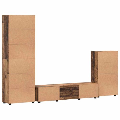  TV szekrény garnitúra fiókkal polcokkal ajtóval Öreg fa Faanyag