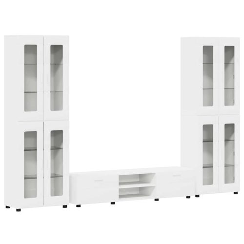  TV szekrény garnitúra fiókkal polcokkal tárolóval Fehér Faanyag