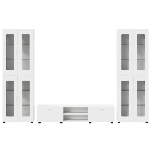  TV szekrény garnitúra fiókkal polcokkal tárolóval Fehér Faanyag