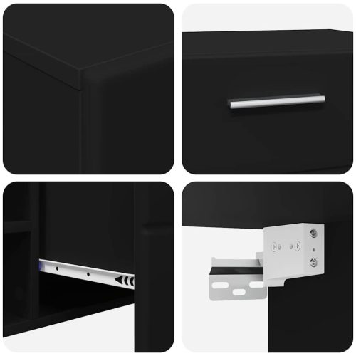  TV szekrény garnitúra fiókkal polcokkal ajtóval Fekete Faanyag