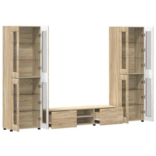  TV szekrény garnitúra fiókkal polcokkal Sonoma tölgy Faanyag