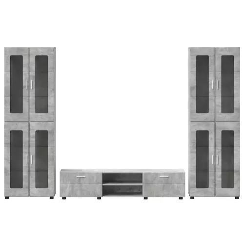  TV szekrény garnitúra fiókkal polcokkal Beton Szürke Faanyag