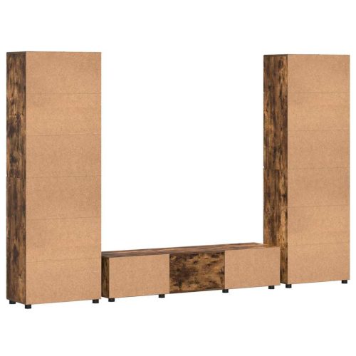  TV szekrény garnitúra fiókkal polcokkal Füstölt tölgy Faanyag