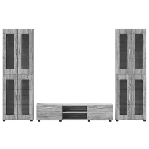  TV szekrény garnitúra fiókkal polcokkal Szürke Sonoma Faanyag