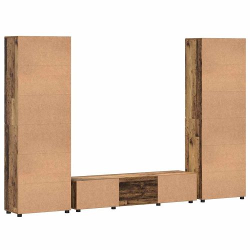  TV szekrény garnitúra fiókkal polcokkal ajtóval Öreg fa Faanyag