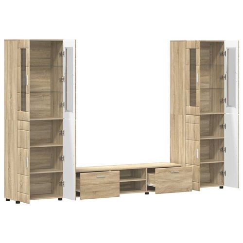  TV szekrény garnitúra fiókkal polcokkal Sonoma tölgy Faanyag