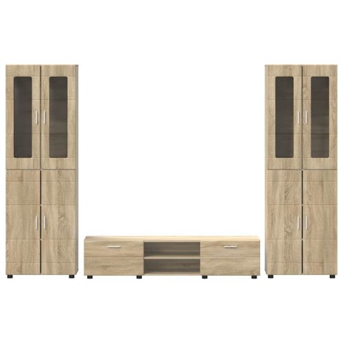  TV szekrény garnitúra fiókkal polcokkal Sonoma tölgy Faanyag
