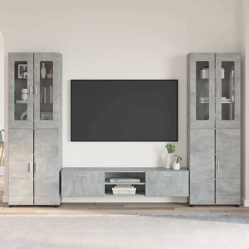  TV szekrény garnitúra fiókkal polcokkal Beton Szürke Faanyag