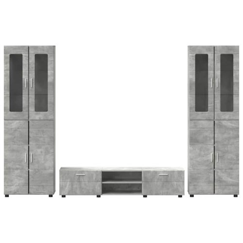  TV szekrény garnitúra fiókkal polcokkal Beton Szürke Faanyag