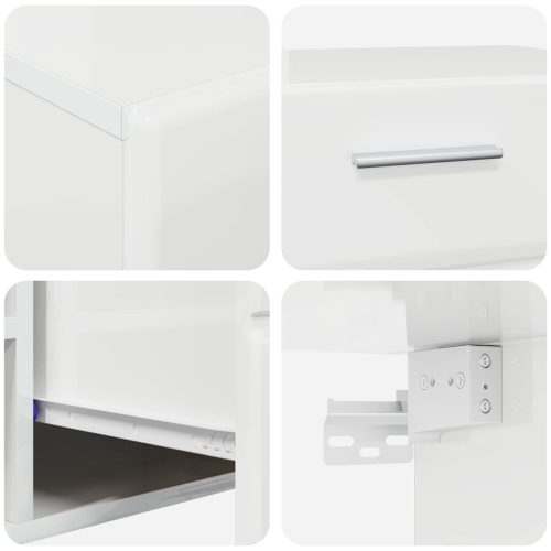  TV szekrény garnitúra fiókkal ajtóval Magas Fényű Fehér Faanyag