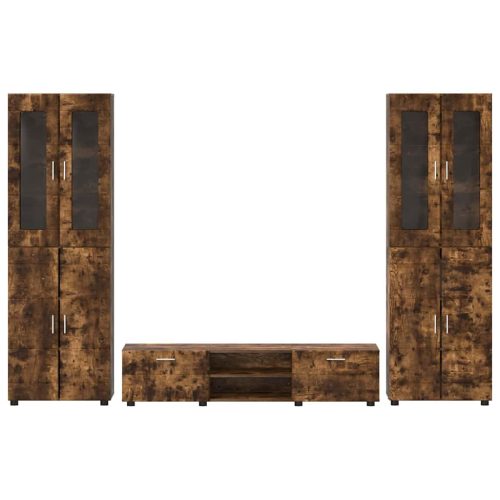  TV szekrény garnitúra fiókkal polcokkal Füstölt tölgy Faanyag