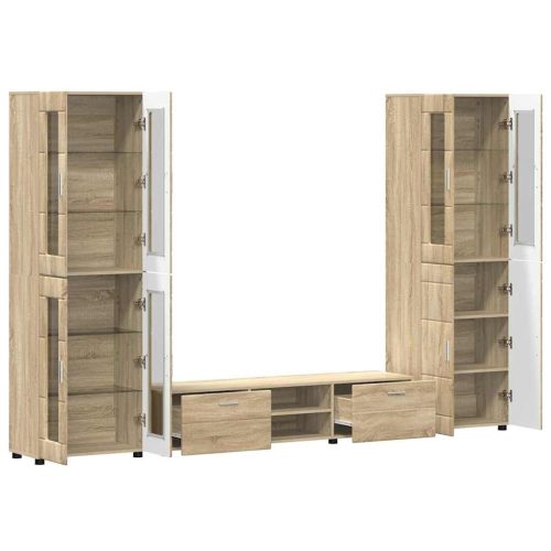  TV szekrény garnitúra fiókkal polcokkal Sonoma tölgy Faanyag