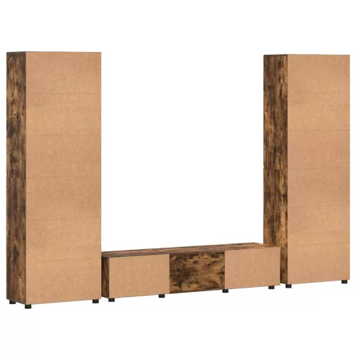  TV szekrény garnitúra fiókkal polcokkal Füstölt tölgy Faanyag