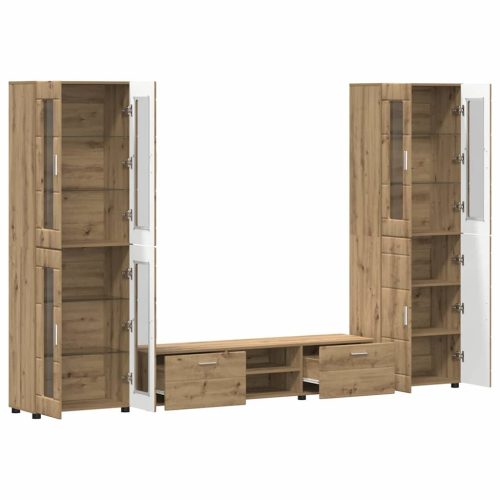  TV szekrény garnitúra fiókkal polcokkal Artisan tölgy Faanyag