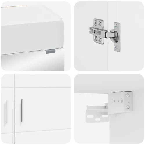  Fürdőszoba szekrény szett tükörrel ajtóval TULUM Fehér Faanyag