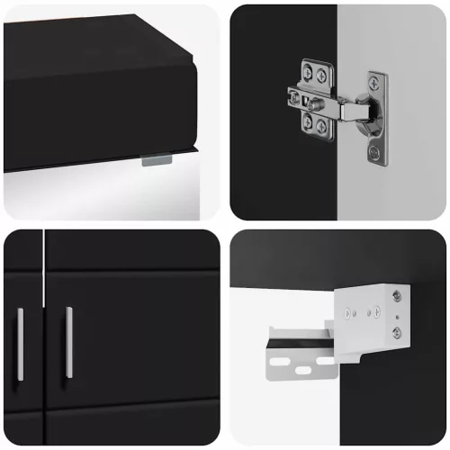  Fürdőszoba bútor szett polcokkal tárolóval TULUM Fekete Faanyag