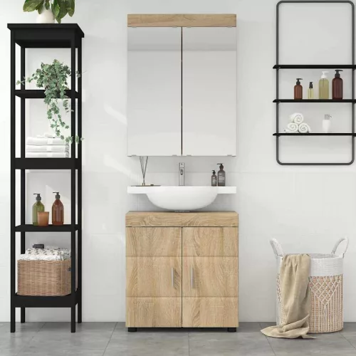  Fürdőszoba bútor szett polcokkal TULUM Sonoma tölgy Faanyag