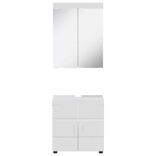  Fürdőszoba bútor szett ajtóval TULUM Magas Fényű Fehér Faanyag