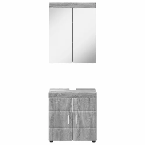  Fürdőszoba bútor szett polcokkal TULUM Szürke Sonoma Faanyag