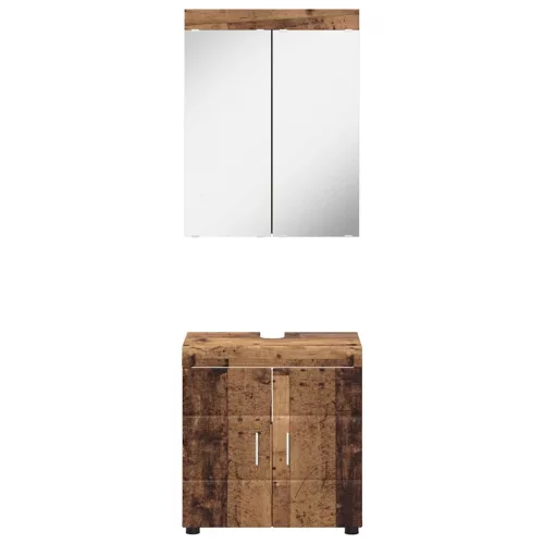  Fürdőszoba bútor szett polcokkal ajtóval TULUM Öreg fa Faanyag