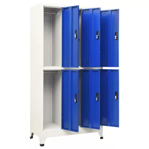  szürke-kék acél zárható szekrény 90 x 45 x 180 cm
