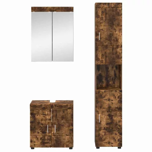  Fürdőszoba bútor szett polcokkal TULUM Füstölt tölgy Faanyag