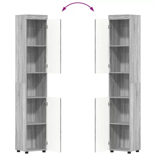  Fürdőszoba bútor szett polcokkal TULUM Szürke Sonoma Faanyag