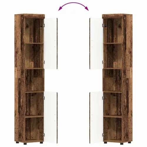  Fürdőszoba bútor szett polcokkal ajtóval TULUM Öreg fa Faanyag