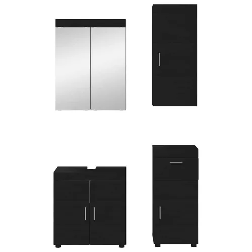  Fürdőszoba bútor szett fiókkal polcokkal TULUM Fekete Faanyag