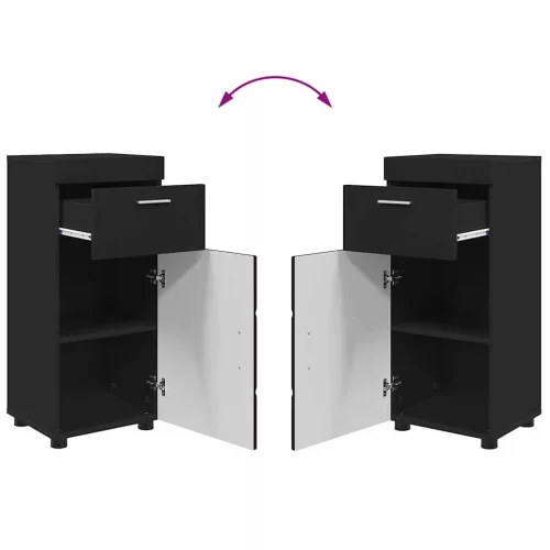  Fürdőszoba bútor szett fiókkal polcokkal TULUM Fekete Faanyag