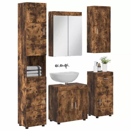  Fürdőszoba bútor szett fiókkal TULUM Füstölt tölgy Faanyag