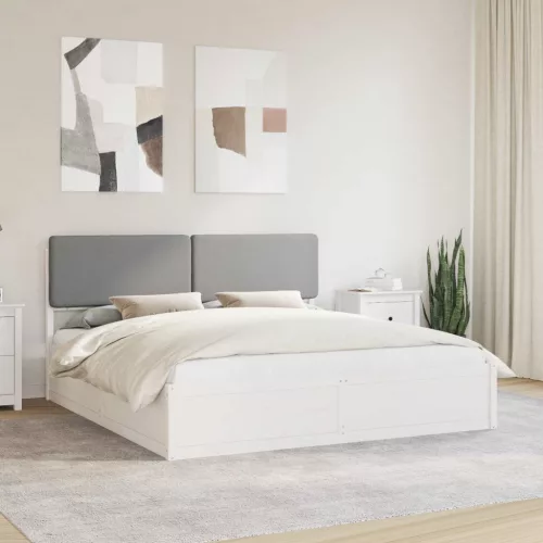  Ágykeret Kárpitozott Fejtámlával Világosszürke 200 x 200 cm