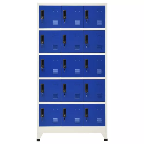  szürke-kék acél zárható szekrény 90 x 40 x 180 cm