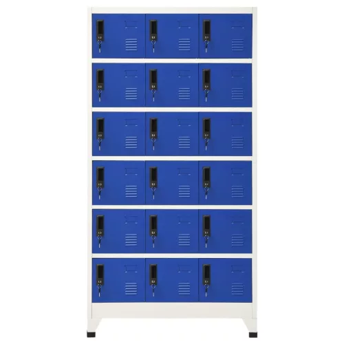  szürke-kék acél zárható szekrény 90 x 40 x 180 cm