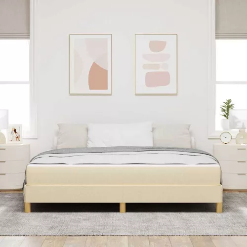  Boxrugós ágy Krém, barna 180 x 200 cm Szövet, Mérnöki Fa