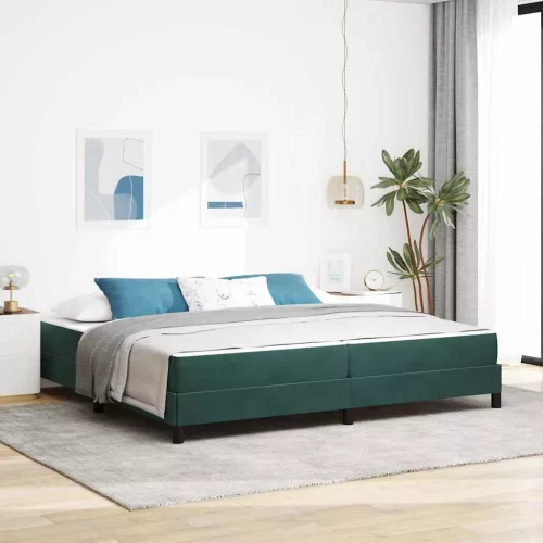 Boxspring ágy matraccal Sötétzöld 200 x 200 cm Bársony