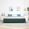  Boxspring ágy matraccal Sötétzöld 200 x 200 cm Bársony