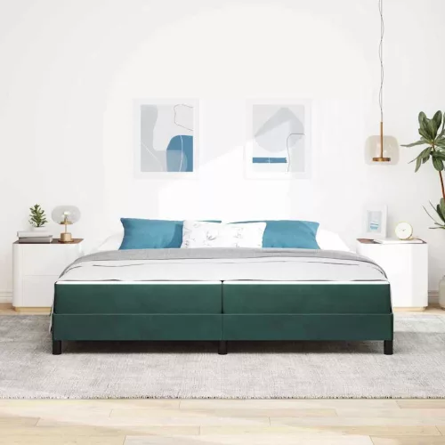  Boxspring ágy matraccal Sötétzöld 200 x 200 cm Bársony